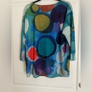 Vecceli Italy beautiful multicolour top, long sleeves size XL